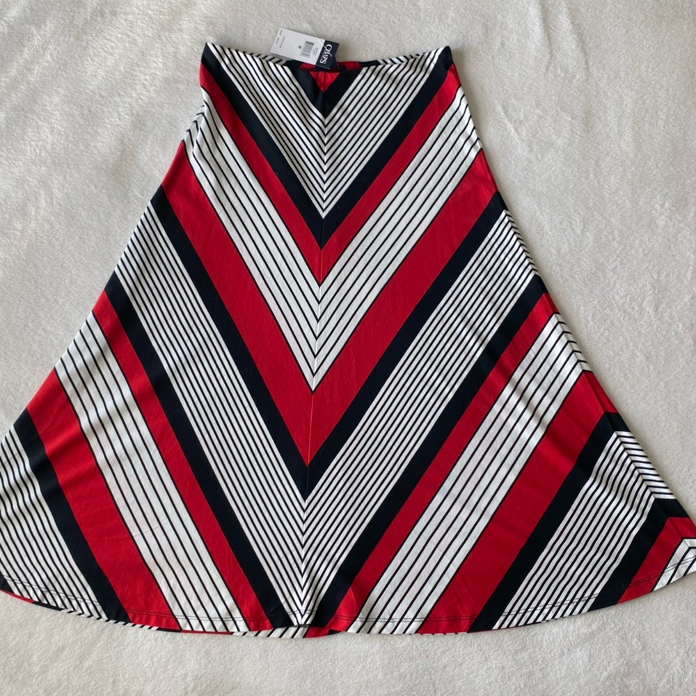 Chaps Chevron Maxi Skirt 100% cotton sz Medium new with Tags - Picture 5 of 14